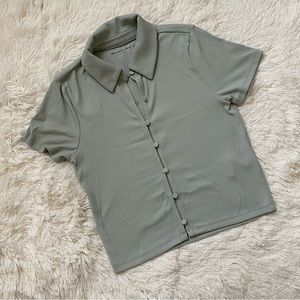 Soft Ribbed Button Up Top
